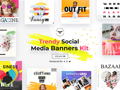 Trendy Social Media Banners Pack VI banners blog business fashion kit magazine media pack shop social template templates trendy vi website