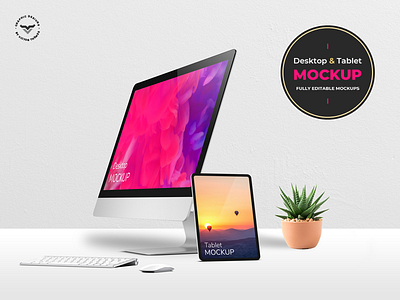 Desktop and Tablets Mockups apple application generators graphic imac ipad mobile mockup mockups presentation presentations psd scene table ui website websites