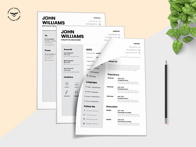 Minimal CV Template business corporate cover curriculum cv job letter minimal offer professional professionals resume resumes template vitae