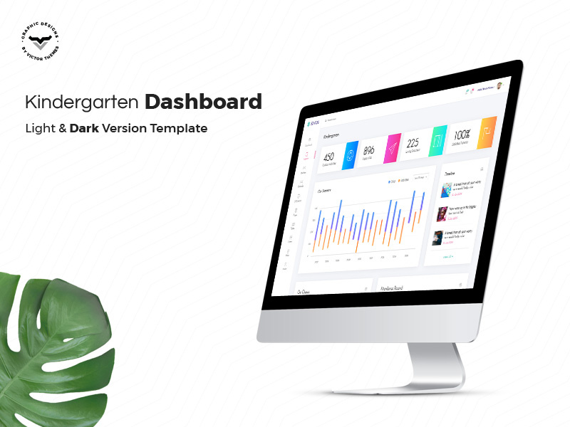 Kindergarten Admin Dashboard UI Kit dark backend application system management project panel ux templates template kit ui dashboard admin kindergarten