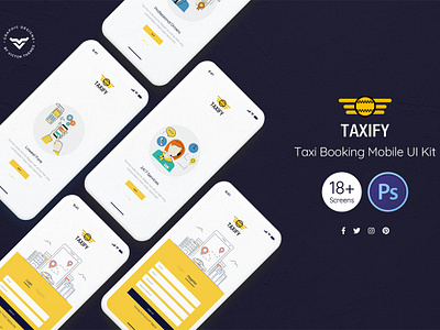 Taxi Booking App UI Kit app application book booking creative design graphic kit mobile presentation presentations taxi ui ux web