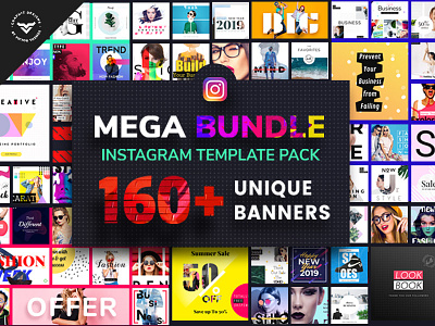 Instagram Mega Bundle Template Pack banner banners bundle facebook full instagram kit media mega pack post promotion promotions social template templates
