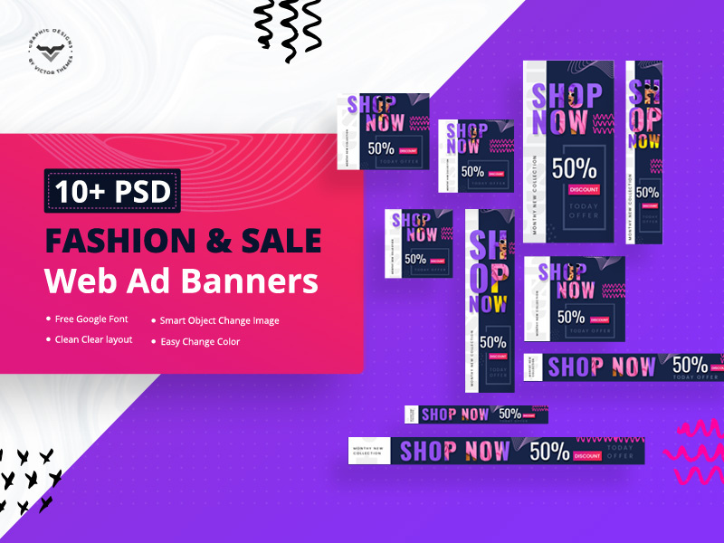 Fashion & Sale Web Ads Banners advertisement graphic banner ad templates template facebook google creative clean banners ads web sale fashion