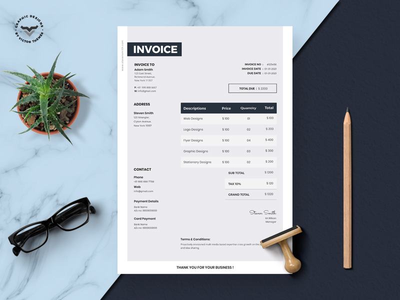 Corporate Invoice Template by VictorThemes on Dribbble