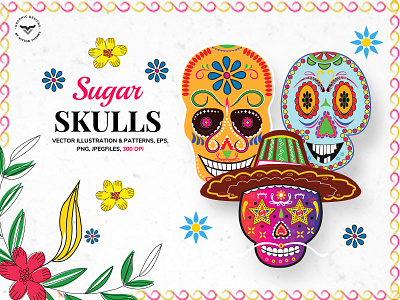 Sugar skulls graphics an object design constructions graphic graphics illustration illustrations objects patterns skull sugar template the skull