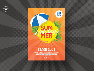 Summer Flyer Template dj drinks entry flyer food graphic holiday holidays party print summer template templates ticket tickets