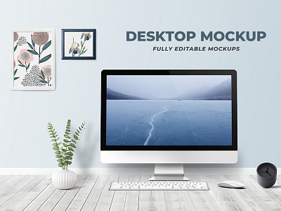 Desktop On Table Mockup template