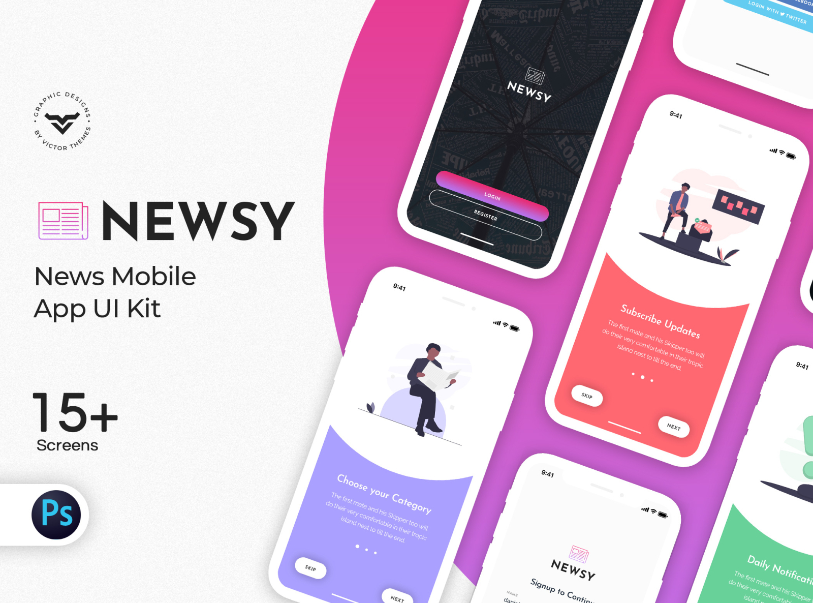 Newsy News Mobile App UI Kit by VictorThemes on Dribbble