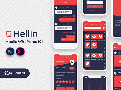 Hellin Mobile Wireframe Kit androidios hellin template