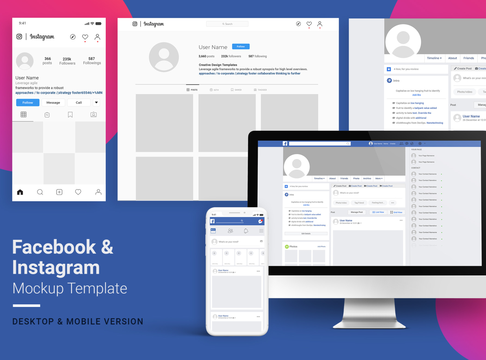 Download Facebook & Instagram Mockup Template by VictorThemes on ...