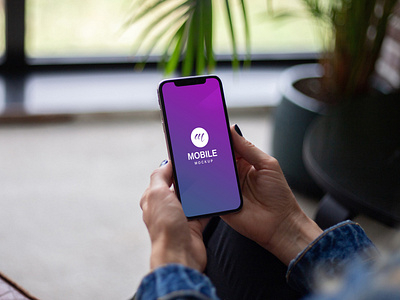 Mobile with Hand Mockup iphone