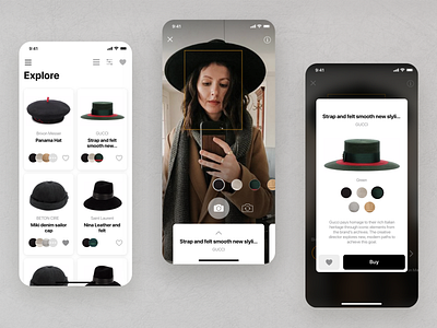 AR Hats app art black bw camera design fashion minimal ui white