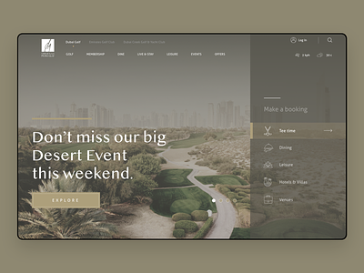 Dubai Golfing Club booking branding dark design dubai flat gold golf golf club icon landing luxury page typography ui web