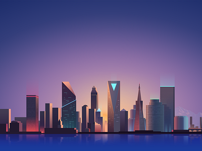 Promo Illustration city gradient illustration landscape vector