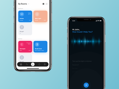 smart home app blue dark flat gradient icon promo ui