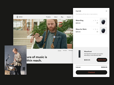 Genki Instruments - Custom E-commerce adchitects design e commerce making music music music gear musical instruments shopping cart ui ui design ux design vector