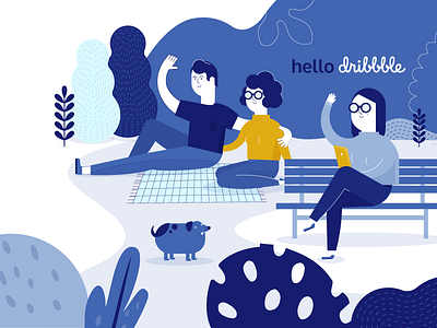 Facebook Food | Hello Dribbble! character design dog flat illustration outdoor picnic plants ui vector