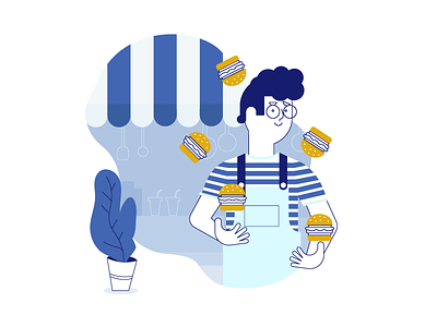 Facebook Food character design flat illustration illustrator poster redesign stripes vector