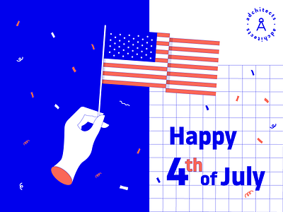 4th of July 4th of july adchitects adobe illustrator celebration confetti flag flat hand illustration independence day usa usa flag vector