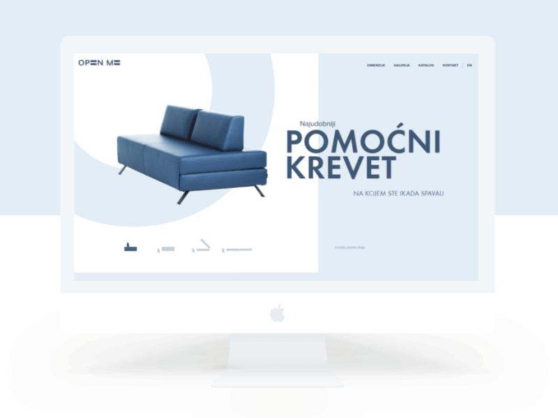 OpenMe mini site showcase furniture one pager showcase site sofa web web design website