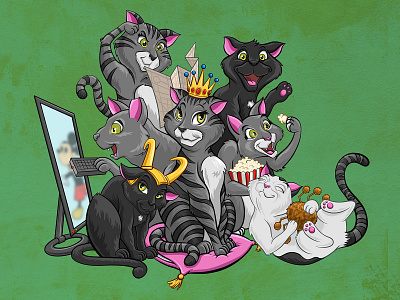 Custom Pet Illustration of Cats