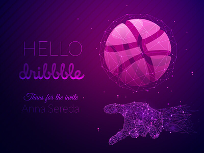 Hello dribbble / Thanks shot for Anna Sereda anttoniart basketball digital hellodribbble lowpoly polygonal thanksshot vector wireframe