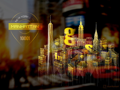 Manhattan. NY anttoniart city glass city lowpoly manhattan newyork ny successstocker usa vector wireframe yellow