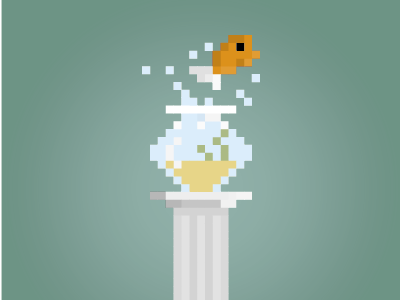 Gary the goldfish goldfish jump pixel pixel art water