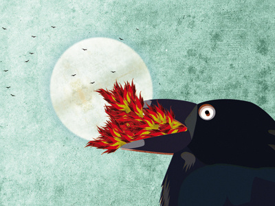 cd cover birds cover crow fire illustration moon texture vector