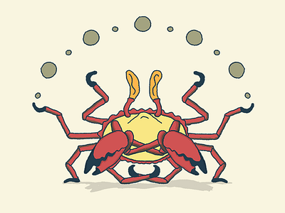 Cancer animal character claws crab crustacean drawing illustration meditation mystic photoshop strange water yoga