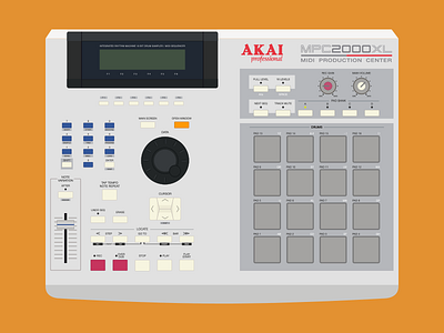 AKAI MPC 2000XL | Illustration akai beatmaking beats design drummachine flat illustration illustrator mpc music sampler vector
