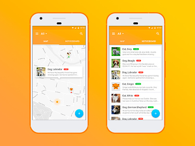 Pet Finder | Main Screen android app cat design dog gradient illustration material mobile pet ui ux