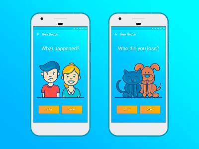 Pet Finder android app cat design dog gradient illustration material mobile pet ui ux