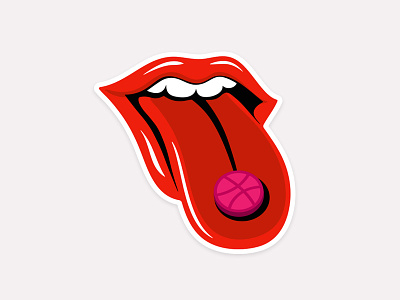 Dribbble is addictive dribbble playoff red rolling stones sticker sticker mule