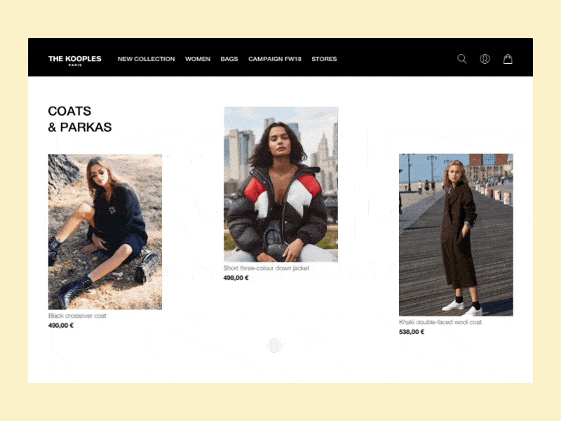 The Kooples - Product page Redesign animation branding design minimal principleformac product page the kooples ui ux web website