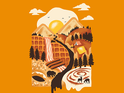 Campers Delight animals art bacon bear breakfast camping cute eggs food funny hiking illustration shirt threadless woods
