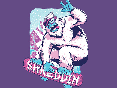 Shreddin Yeti animals bigfoot funny nature snow snowboarding t shirt art threadless winter yeti