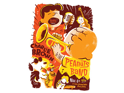 Playin for Peanuts cartoon illustration music peanuts poster shirt threadless tv