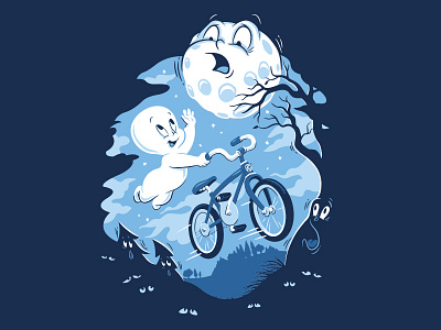 Ghost Rider bicycle cartoon casper cute funny ghost kids landscape moon shirt threadless