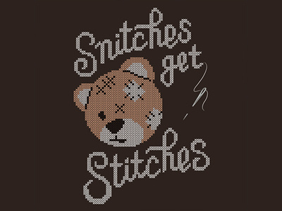 Snitches Get Stitches animals bear cute funny illustration sewing shirt slogan threadless