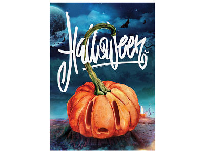 Halloween 2d collage halloween illustration lettering photoshop poster pumpkin typography