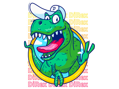 T-REX character dinosaur flat funny animal illustration kid t rax t shirt design vector