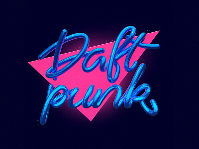 Daft punk 3d band illustration lettering music typography