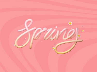 Spring 3d illustration lettering logo typography