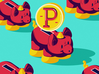 P illustration money pig vector