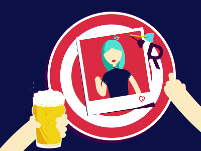 R bar beer character darts drank drink exgirlfriend girl illustration rage typography vector