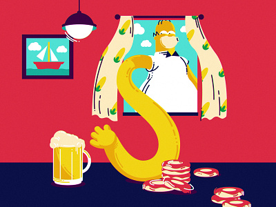 S 2d 36daysoftype beer cartoon illustration character homer illustration lettering simpsons vector