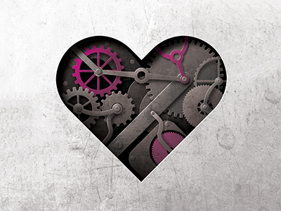 Mechanical Heart Raster design graphic