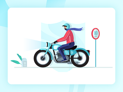 Rubique - Illustrations animation bike bike insurance biker character design design flat graphic design illustration logo motorcycle procreator road road trip sketch type typography ui ux web