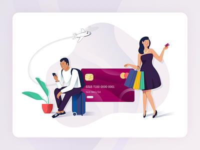 Rubique - Illustrations animation character design credit card design finance flat flight graphic design illustration logo procreator shopping sketch travel type typography ui ux web